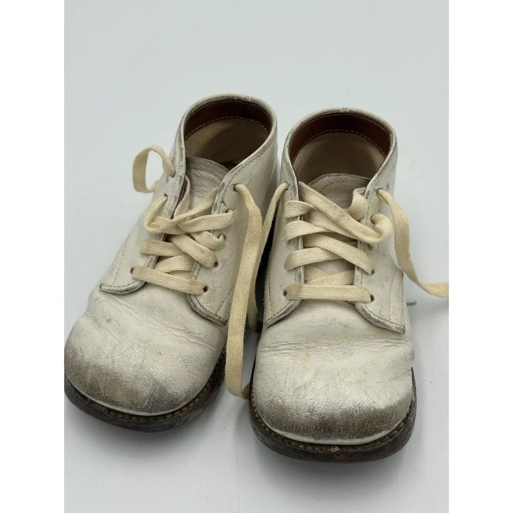 1940's Pair Of Baby Shoes Leather Vintage Antique Unisex Toddler Infant